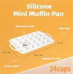 Silicone Cupcake Pan & Mini Silicone Muffin PanCombo Set - silicone mini muffin pan 24-2pack for Baking Non-Stick, Perfect for Cupcakes, Muffins & Desserts, Egg Bites Oven Safe, 2 Pack Confetti