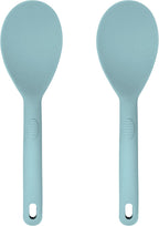 Silicone Rice Paddle Set – 2-Piece Set of Spoon Spatulas for Non-Stick Cookware – Kitchen Tools and Accessories with Comfortable Handles, Heat-Resistant Utensils for Cooking and Baking – Pastel Blue