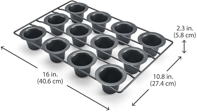 Chicago Metallic 26121 Professional 12-Cup Non-Stick Mini-Popover Pan, 16-Inch-by-10.75-Inch