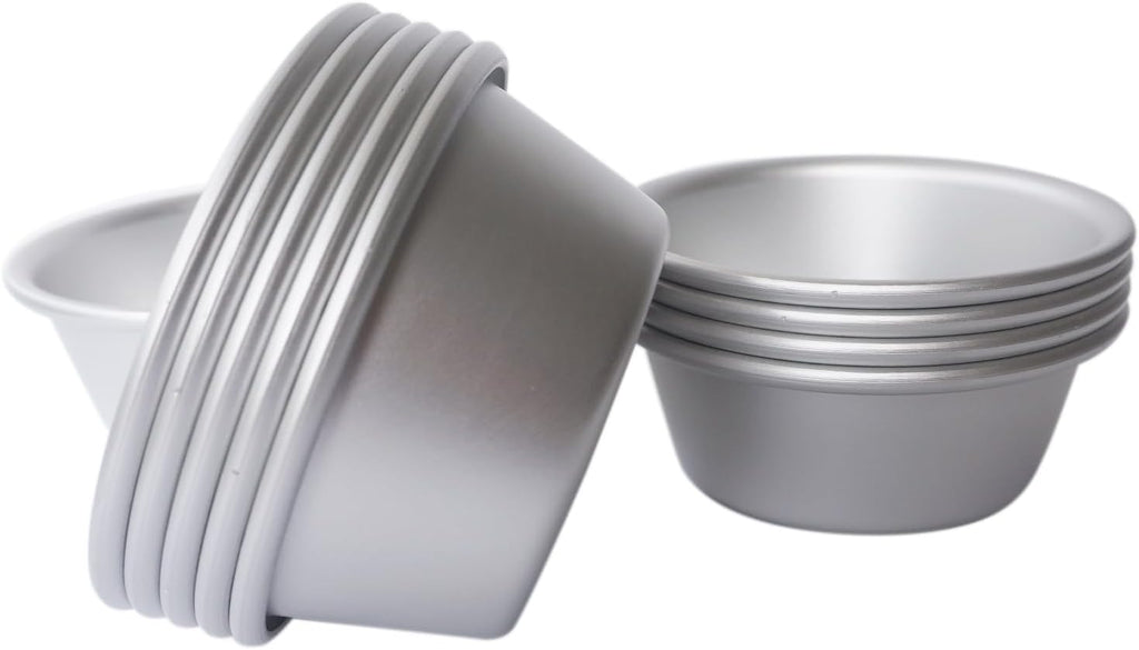 Aluminum Alloy Tart Pan, 3 Inch Cute Flan Mold, 10 Pieces Egg Tart Molds for Baking Pastel de Nata, Pie, Tartlet, Popover - Silver Tin