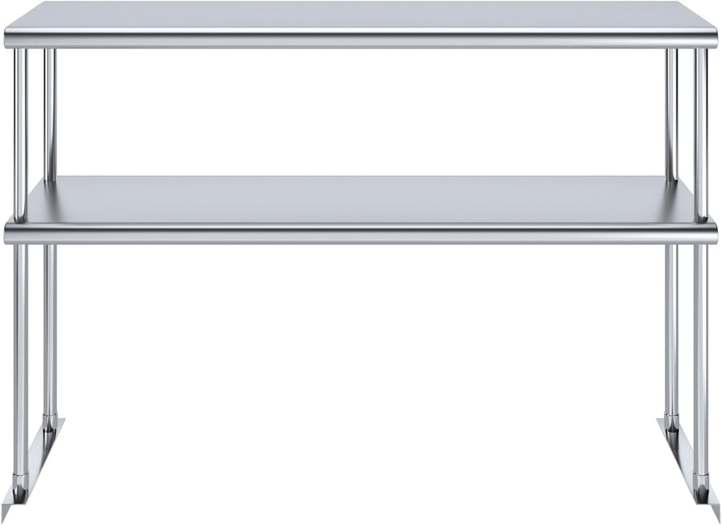 NSF Certified 18 Gauge Heavy Duty Stainless Steel Double overshelf with Brackets for Kitchens, Utility Rooms, Storage, Offices & Home