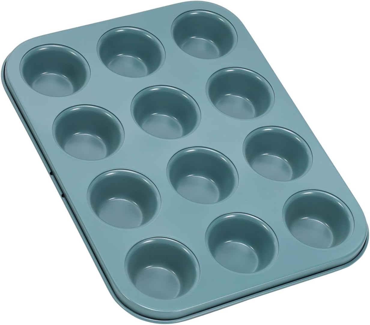 CHEFMADE Mini Muffin Cake Pan, Nonstick 12 Cavity Mini Muffin Bakeware Cupcake Pan for oven Baking（Green）