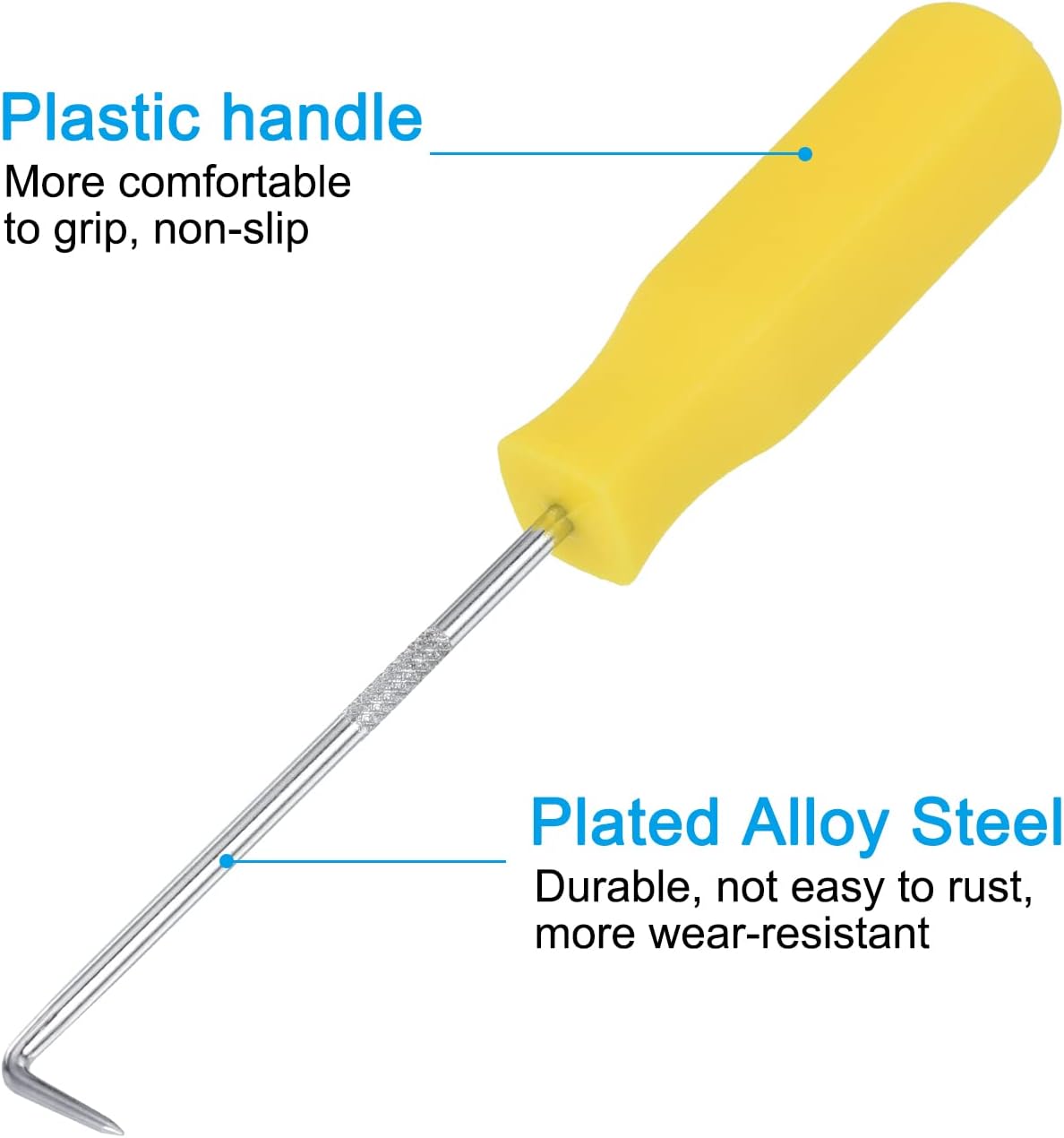 PATIKIL O-Ring 90 Degree Picks 142mm, 2 Pcs Oil Seal Gasket Precision Screwdriver Puller Remover Removal Tool, Yellow