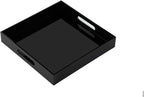 Glossy Black Acrylic Serving Tray - 14x14Inch, Multipurpose, Sturdy, Modern Style, Spill Proof, Countertop Organizer, Vanity Table Tray