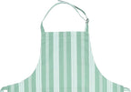 AMOUR INFINI Cotton Striped Aprons for Women with Pockets - Adjustable Strap and Waist Ties Printed Apron for Baking, Cooking, Gardening (27.5 x 33 Inches - Sage Green)
