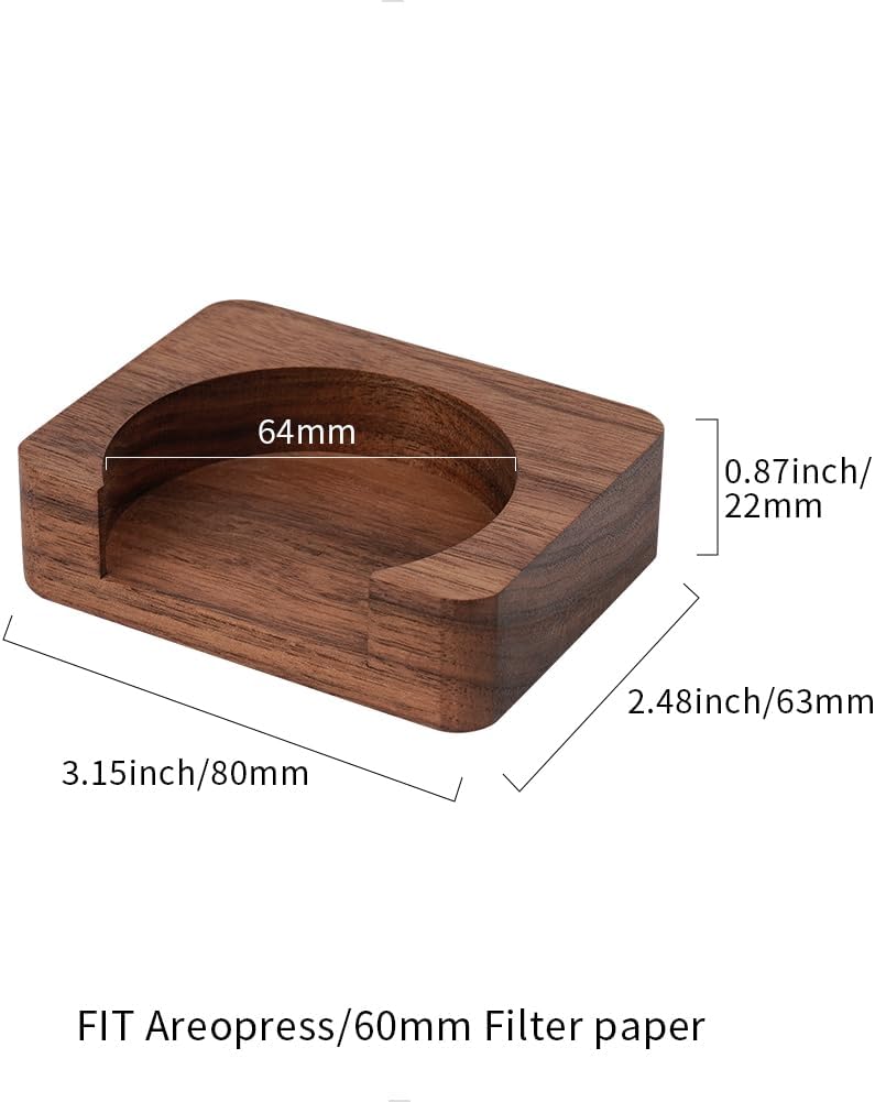 watchget Espresso Paper Filter Holder Update Coffee Filter Storage Container Coffee Filter Dispenser Compatible with Areopress (51-63mm) Round Disposable Puck Screen Paper Filters, Wood