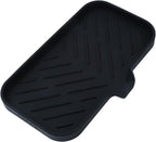 Silicone Bathroom Soap Dishes with Drain Spout-Bathroom and Kitchen Sink Organizer,Sponge Holder,Dish Soap Tray,Perfect for Dispenser,Scrubber,Bottle,Cup on Sink or Counter-Black 9.6"×5.3"