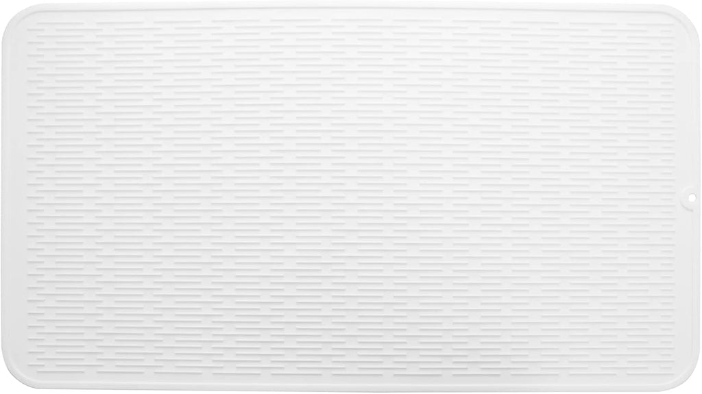 Silicone Dish Drying Mat for Multiple Usage,Easy clean,Eco-friendly,Heat-resistant Silicone Mat for Kitchen Counter or Sink,Refrigerator or Drawer Liner White 4XL 32 inches x 18 inches