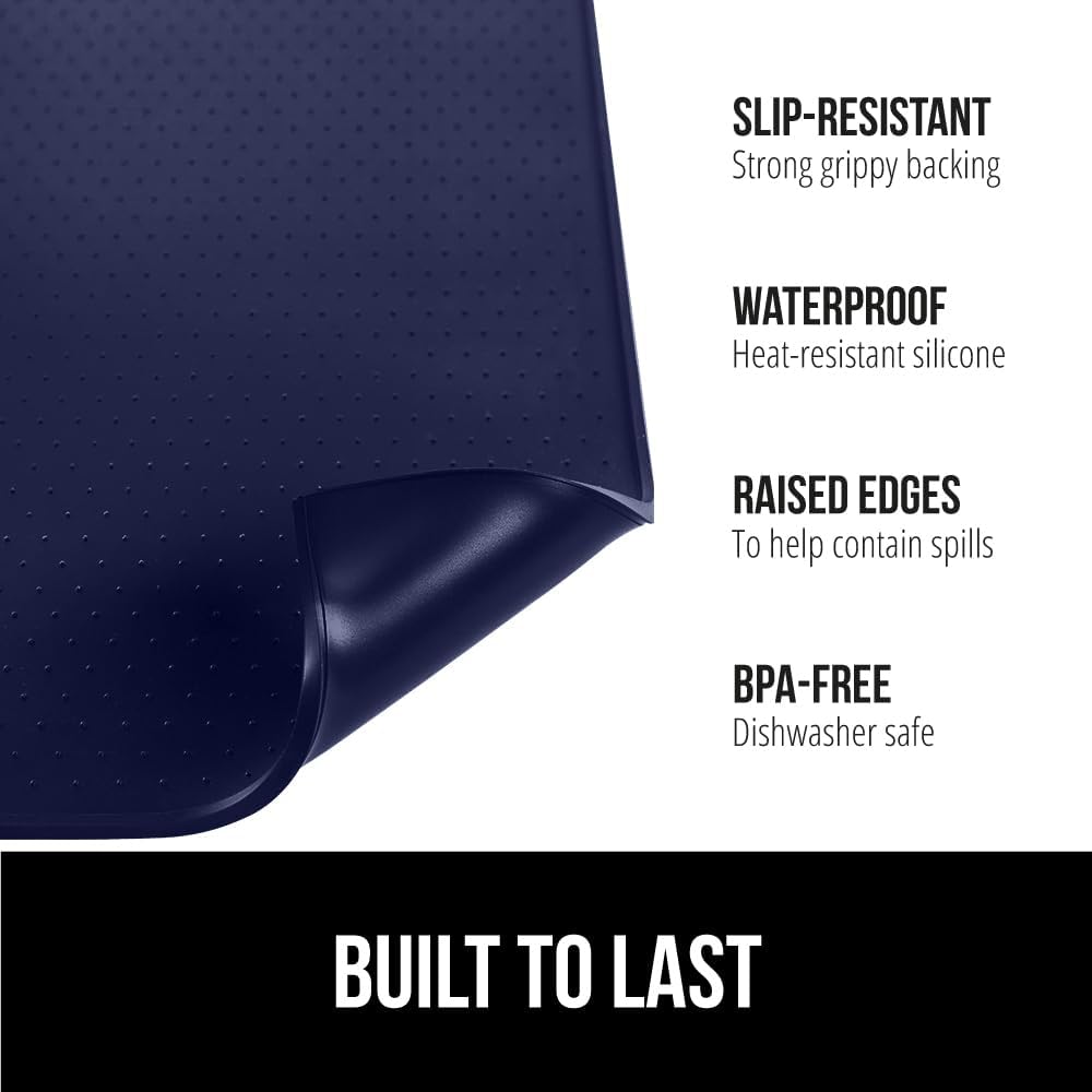 GORILLA GRIP Silicone Coffee Mat, 18x28, Espresso Drink Bar Station Accessories, Waterproof Heat-Resistant Dish Drying Mats, Stay in Place on Kitchen Counter, Home Kitchen Decor Essentials, Navy