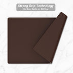 Rnivvi Silicone Coffee Mat, 16" x 24" Waterproof Raised Edge Coffee Bar Mats for Espresso Machine Station Accessories, Heat Resistant Dish Drying Pad for Kitchen Counter, Rubber Bar Decor Pad, Brown