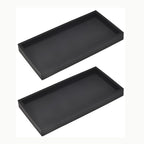 DNC 2PC 7.9" Small Bathroom Vanity Tray for Counter, Silicone Kitchen Sink Soap Tray for Countertop Dish Holder Dispenser Toilet Tank Desk Organizer Black