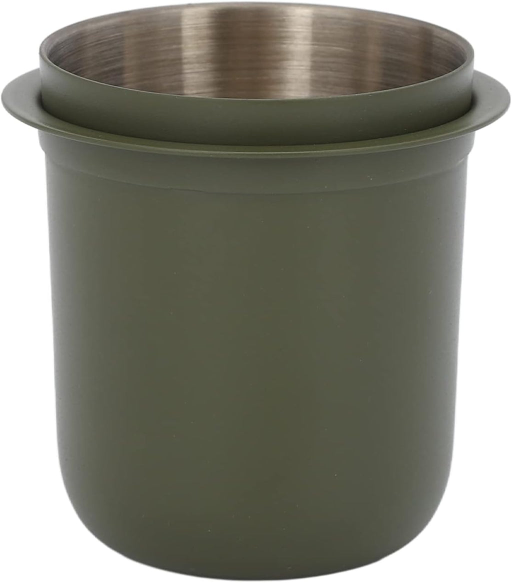 Espresso Dosing Cup Sturdy Stainless Steel Coffee Making Dosing Cup 150ml 58mm Universal Inverted Coffee Powder Cup for Coffee Machine 2.7x2.3x2.9in Espresso Cup Release Hand Kit Silver Green
