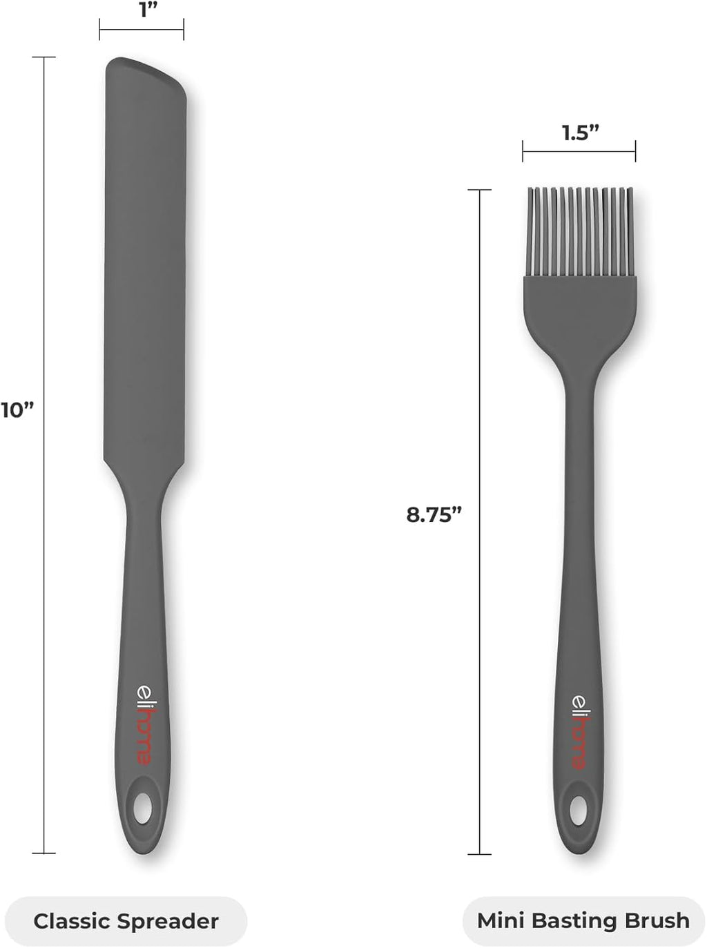 Elihome Mini Silicone Basting Pastry Brush, Cooking Brush for Oil Sauce Butter Marinades, Food Brushes for BBQ Grill Kitchen Baking, Baster Brushes Pastries Cakes Meat Desserts, Food Grade, Dark Grey