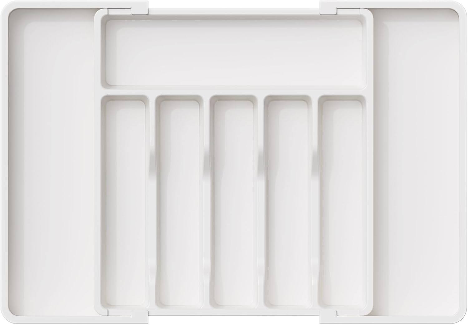 Lifewit Silverware Drawer Organizer, Expandable Utensil Tray for Kitchen, BPA Free Flatware and Cutlery Holder, Adjustable Plastic Storage for Spoons Forks Knives, Large, White