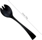 JASHII 18/10 Stainless Steel Mirror Polished Black 2 Pcs Salad Fork & 2 Pcs Salad Spoon Black Server Utensil Set
