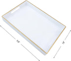 Spsyrine White Bathroom Vanity Tray with Handles for Dresser Tops, Countertop, Perfume Decorative Tray, 11.8” * 7.87” *1.37”