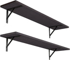 DINZI LVJ Long Wall Shelves, 31.5 Inch Wall Mounted Shelves Set of 2, Easy-to-Install, Wall Storage Ledges with Sturdy Metal Brackets for Living Room, Bathroom, Bedroom, Kitchen, Espresso