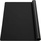Ewen 2mm Thick Silicone Mats for Kitchen Counter, 27.6x19.5in Heat Resistant Silicone Baking Mat, Large Placemat Pastry Countertop Protector Mat Hot Pad for Stove Coffee Maker Air Fryer Toaster Black