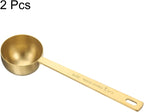 HARFINGTON 2pcs Coffee Scoop Spoon 2tbsp (6tsp, 30ml) 304 Stainless Steel Long Handle Teaspoon/Tablespoon Measuring Spoons Scoops for Tea Sugar Kitchen, Gold