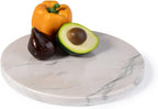 Koville Brazilian Natural Marble Cutting Board for Kitchen, 11inch Round Hand Crafted Marble Slab for Cheese, Charcuterie, Pastry Board - Wedding Gift, House Warming Gift(White Macaubas)