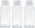 3 Pcs 8 Ounce Plastic Juice Bottles, Reusable Bulk Beverage Containers for Juice, Milk and Other Beverages, White lid