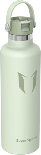 Super Sparrow Insulated Water Bottle - 17 Oz / 25 Oz / 32 Oz - Standard Mouth FlipFlow Flask - BPA Free, Leak Proof Drink Bottle- Ergonomic Straw Water Bottles for Work, Gym, Travel, Sports