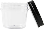 Novelinks 4 Ounce Plastic Jars with Black Lids - Refillable Round Clear Containers for Kitchen & Household Storage - BPA Free (40 Pack)