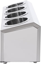 DYNAMI 4-Compartment Stainless Steel Utensil Holder,Commercial Perforated Silverware Holder,Cylinder Silverware Utensil Holder Flatware Organizer Countertop,for Restaurant Kitchen (4-Compartment)
