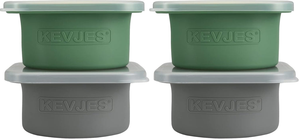 Stackable Silicone Artisan Pizza Dough Proofing Proving Containers with Air-tight Lids-4pack-500ml Volume for 250g Dough Ball (2green+2Space Grey)