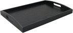 DILLMAN Serving Tray Large Black Wood Rectangle Food Tray Butler Tray Breakfast Tray with Handles (Small)