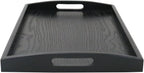 DILLMAN Serving Tray Large Black Wood Rectangle Food Tray Butler Tray Breakfast Tray with Handles (Small)