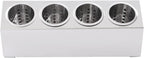 DYNAMI 4-Compartment Stainless Steel Utensil Holder,Commercial Perforated Silverware Holder,Cylinder Silverware Utensil Holder Flatware Organizer Countertop,for Restaurant Kitchen (4-Compartment)