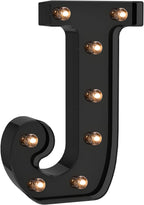Foaky Black LED Letter Lights for Room Decor - Bedroom Wall Decor, Alphabet Lights for Home, Wedding, Party - Battery Operated （J）