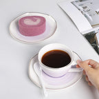 Sweejar Porcelain Tea Sets, 8 OZ Cups & Saucer Service for 4, Teapot Sugar Bowl Cream Pitcher Teaspoons and Tea Strainer for Adult Tea Coffee Afternoon Party (Purple)