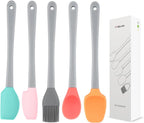 Mini Silicone Spatula Set of 5 - Heat Resistant & Nonstick Rubber Spatulas - Dishwasher Safe Kitchen Utensils for Cooking, Baking, Mixing