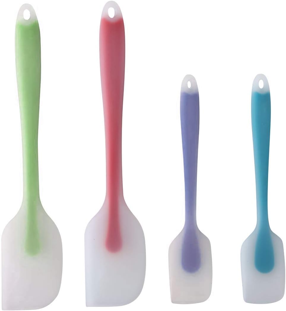 Silicone Spatulas Set of 4 - Heat Resistant Non-Stick Flexible Rubber with Solid Stainless Steel Core Kitchen Essential Gadget Premium Scraper Spoon Set - Seamless, Dishwasher Safe, 2 Size