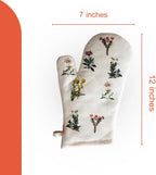 Elegant Vintage Oven Mitt - Heat Resistant Oven Glove with Botanical Print - Perfect for BBQ, Baking, Cooking and Grilling