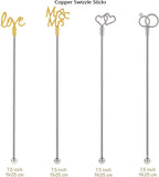 4Pcs Cocktail Stirrers Swizzle Sticks Stainless Steel 7.3" Coffee Stir Sticks with Gold Mr & Mrs,LOVE Shape, for Mixing Cocktail Metal Stir Sticks for Coffee Bar