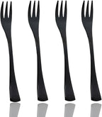 JASHII 18/10 Stainless Steel 4 Piece Mirror Polished Black Cake Fork Pie Fork Black Server Utensil Set 15.1CM