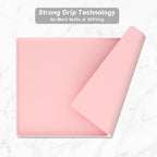 Rnivvi Silicone Coffee Mat, 12" x 19" Waterproof Raised Edge Coffee Bar Mats for Espresso Machine Station Accessories, Heat Resistant Dish Drying Pad for Kitchen Counter, Rubber Bar Decor Pad, Pink