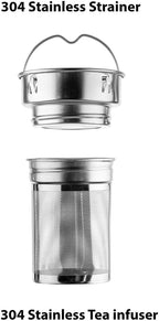 Glass Water Bottles with Stainless Tea Infuser 32oz, BPA-Free, Wide Mouth, Leakproof, Protective Sleeve, Borosilicate Glass for Tea and Fruit Infusions, Durable Travel Companion, Reusable Bottle