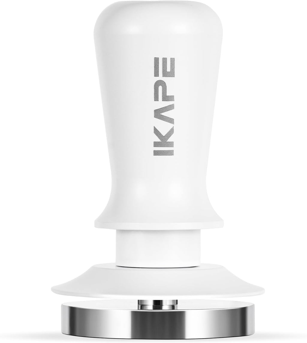 IKAPE 53.3mm Espresso Tamper, Premium Barista Coffee Tamper with Calibrated Spring Loaded, 100% Flat Stainless Steel Base Tamper Fits for Breville Series 54mm Portafilter Basket(White)