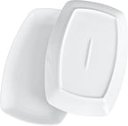 Ceramic Serving Platter Set, 4 Pcs 10 inch Rectangular Serving Tray for Entertaining at Parties and Weddings, White Platter Rectangular Dishes Dinner Plates for Appetizer Meat Bread Dessert and Sushi