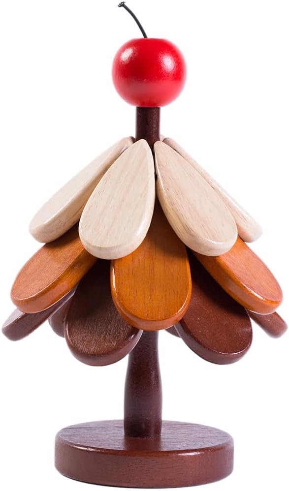 Wooden Apple top 3-Piece Christmas Tree Coaster Set, Suitable for hot Dishes, Coffee, hot Water Cups, Home Restaurant Coasters, Heat-Resistant and Heat-Resistant mats, Holiday Table Decorations