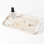 Koville Marble Tray, 12"x8" Marble Vanity Tray for Bathroom Kitchen Countertop, Rectangular Stone Tray for Cosmetics Perfume Trinket, Decorative Catchall Trays (Oriental Calacatta)