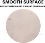 Multi-Purpose Round Shape Marble Cheese Tray | Cutting Board. Solid Large White With Non-Slip Feet For Stability & Scratch Protection. Easy To Clean,Trivet,White (11x11x0.5 Inches)