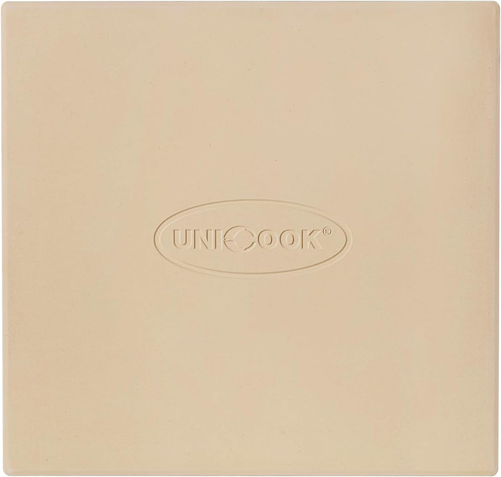 Unicook Pizza Stone for Oven and Grill, Square Baking Stone 12 Inch, Cordierite Cooking Oven Stone, Thermal Shock Resistant Pizza Pan for Pizza, Bread, Including Dough Scraper