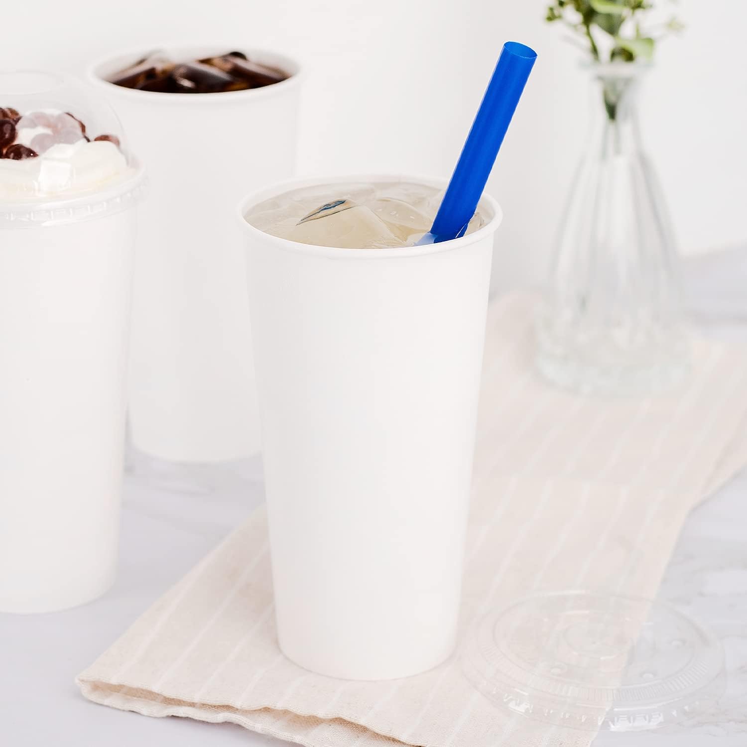 Karat 9" Boba Straws(10mm Diameter), Poly-Wrapped, Assorted Solid Colors (Blue)