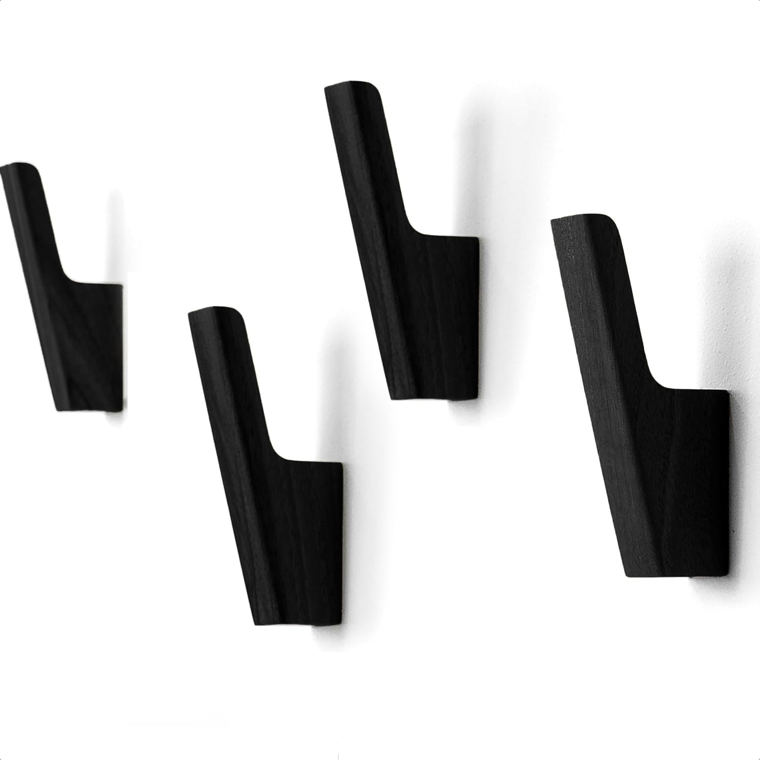 Wood Wall Hooks - Set of 4 - Solid Black Walnut Wood Coat Hooks for Hanging Hat, Purse, Backpack, Bag, Jacket - Modern Farmhouse Decor for Wall and Practical Entryway Hooks (Walnut)