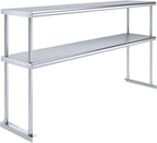 NSF Certified 18 Gauge Heavy Duty Stainless Steel Double overshelf with Brackets for Kitchens, Utility Rooms, Storage, Offices & Home